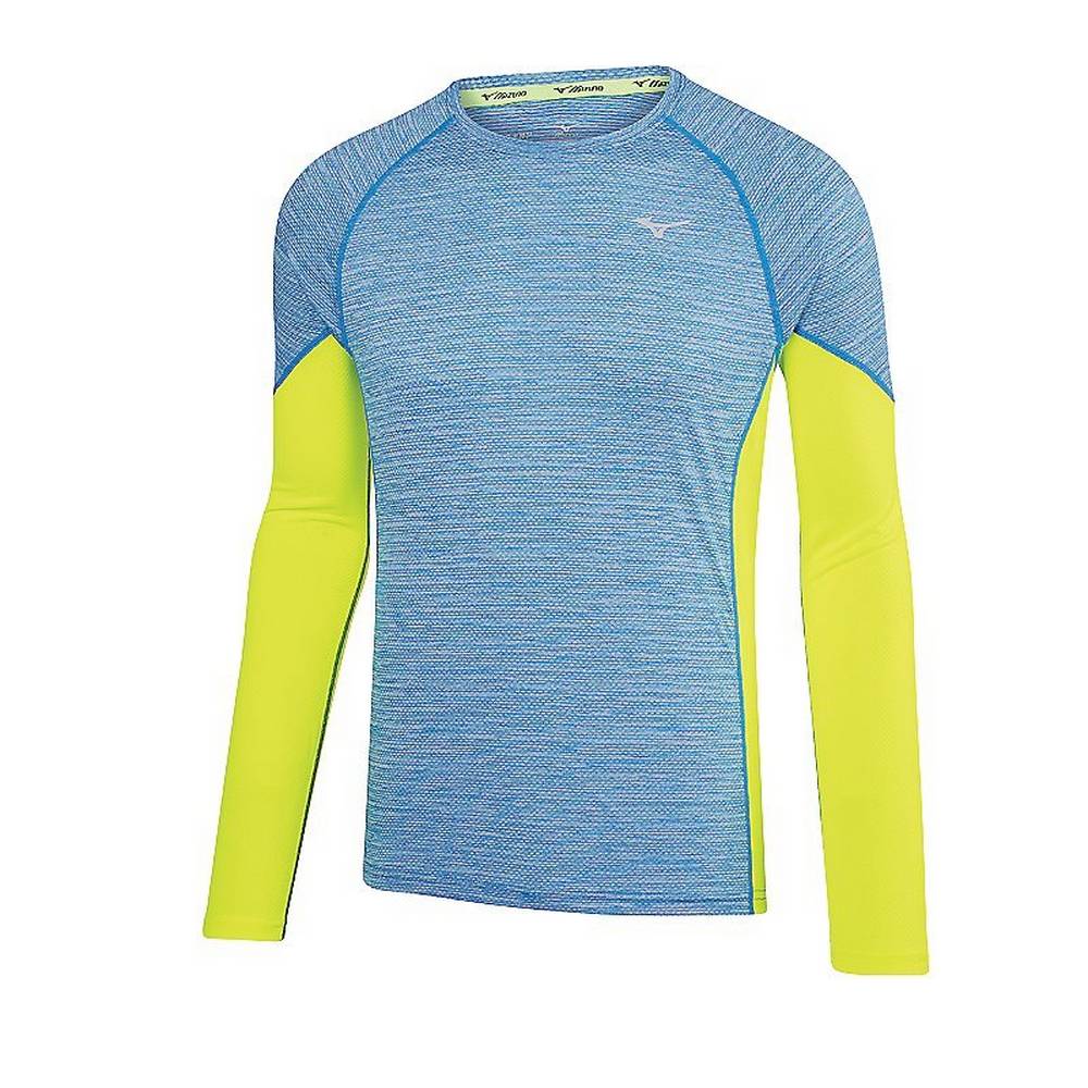 Maglie Running Mizuno Alpha Long Sleeve Uomo - Blu/Gialle - 96872-EYNW